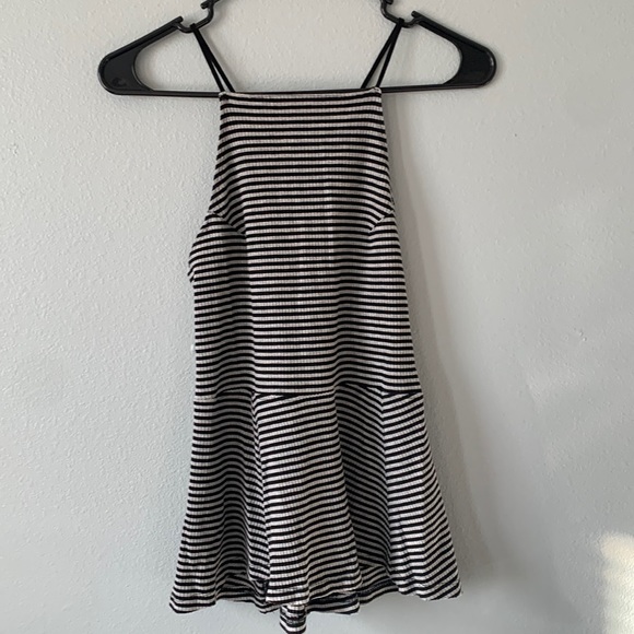 Free People black and grey striped square neck strappy back flowy tank top! - Picture 1 of 7